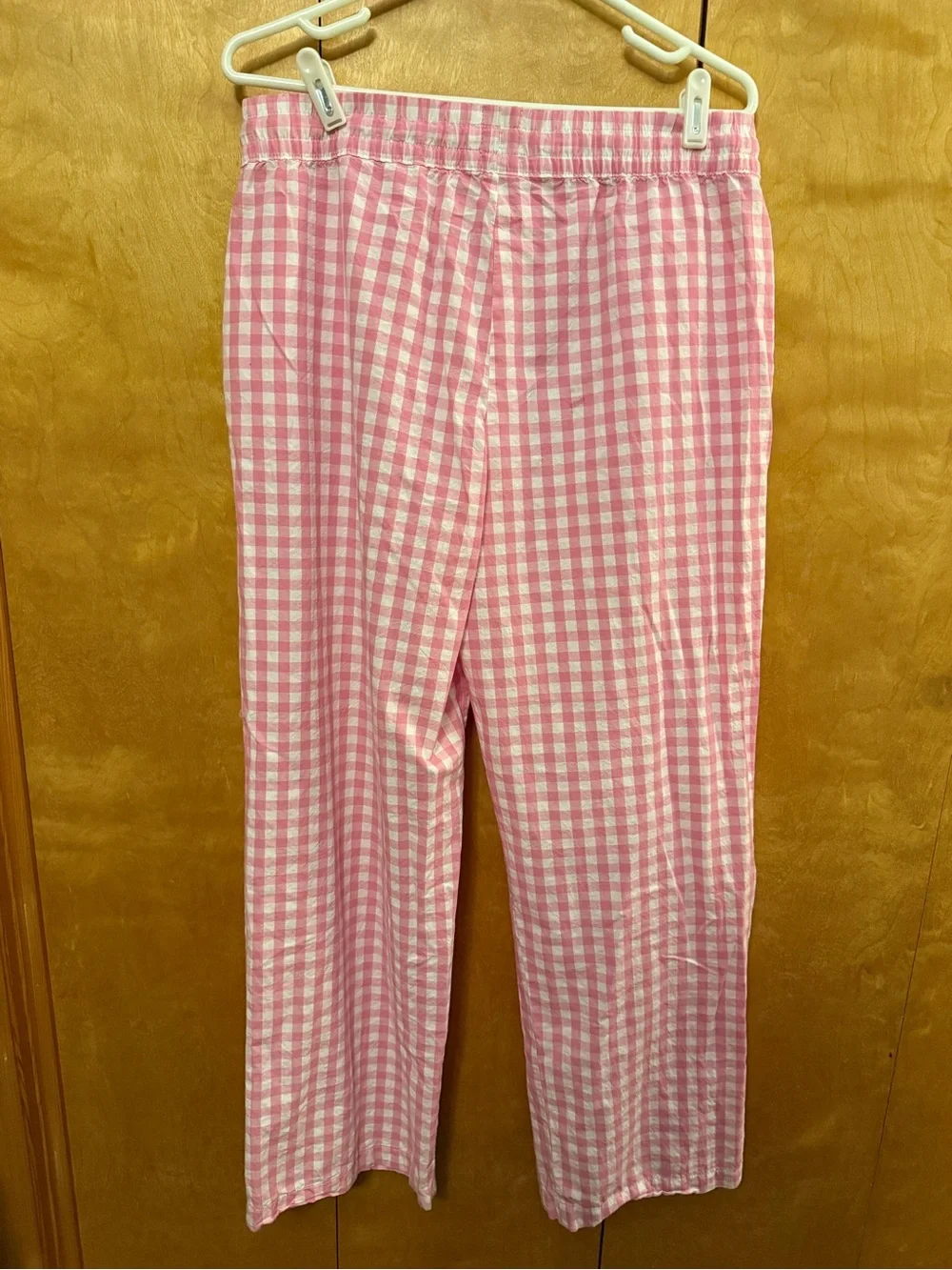 GAP 100% Cotton Pink and White Gingham Pajama Bottoms size medium